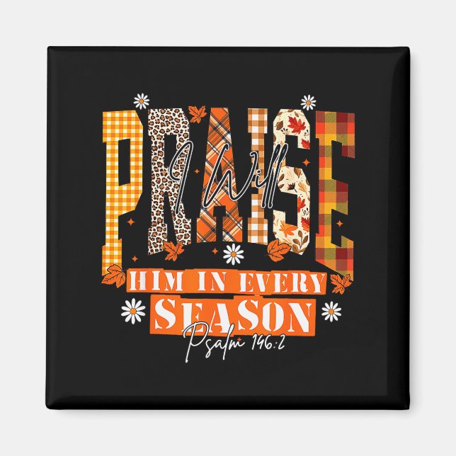 Imán Retro Fall For Jesus He Never Leaves Autumn Christ (Frente)