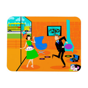 Imán retro feliz de Flexi de los padres