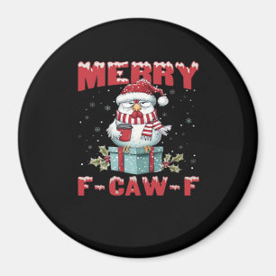 Imán Retro Feliz Navidad Pollo F-Caw-F