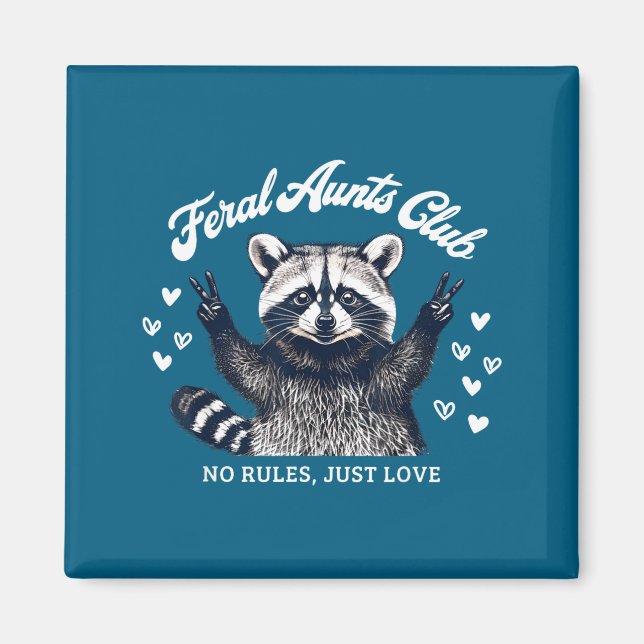 Imán Retro Feral Aunts Club Raccoon Auntie Pregnancy An (Frente)