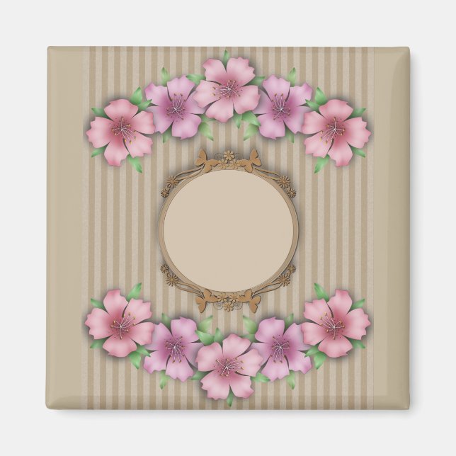 Imán Retro , floral (Frente)