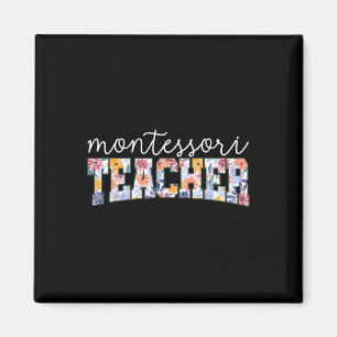 Imán Retro Floral Montessori Profesor Instructor Educad