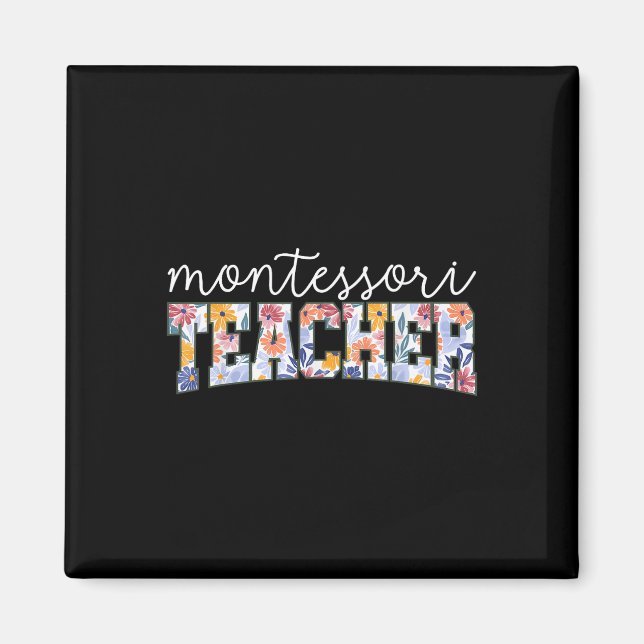 Imán Retro Floral Montessori Teacher Instructor Educato (Frente)