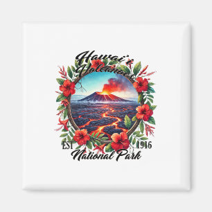 Imán Retro Floral Parque Nacional Volcanes de Hawái Cam