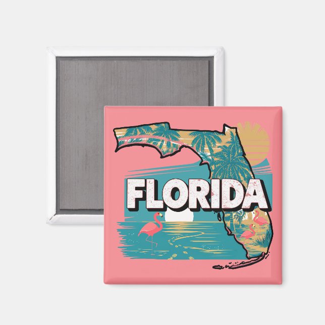 Imán Retro Florida Silhouette (Anverso/Reverso)