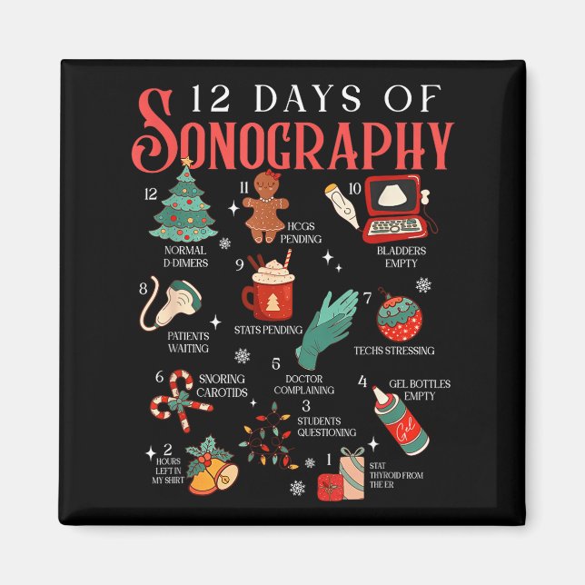 Imán Retro Funny 12 Days Of Sonography Ultrasound Tech  (Frente)