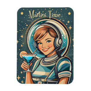 Imán Retro Futurista Chica Astro Tiempo de Martini