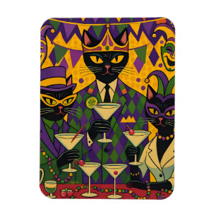 Imán Retro Futurista Club de Martini del Gato Negro de 