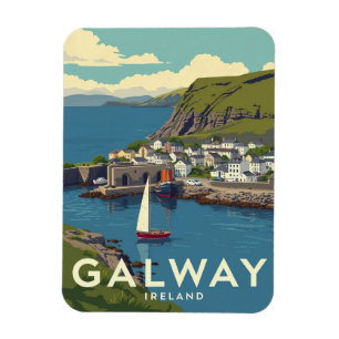 Imán Retro Galway Ireland Travel Souvenir Magnet