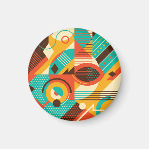 Imán Retro geométrico colorido: abstracción vintage.
