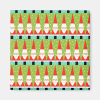 Retro Geométrico Santa Square Magnet