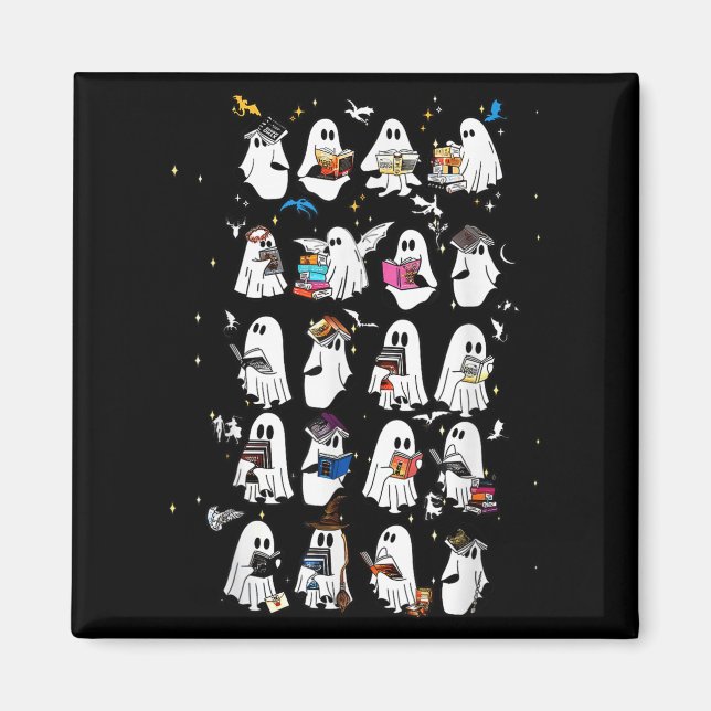 Imán Retro Ghost Book Fantasy Series Halloween Book Lov (Frente)