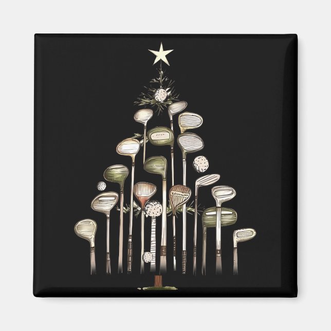 Imán Retro Golf Club Christmas Tree Golfing Xmas Golfer (Frente)