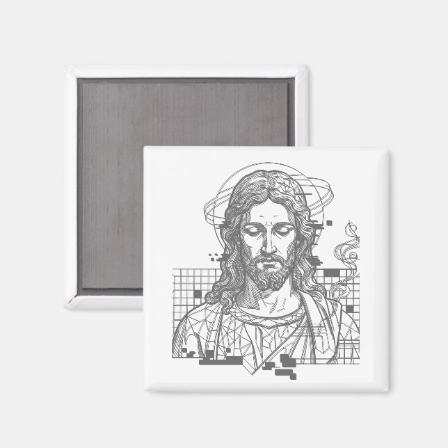 Imán Retro Grid Jesús Rey de Reyes Apocalipsis 19:16 (Anverso/Reverso)