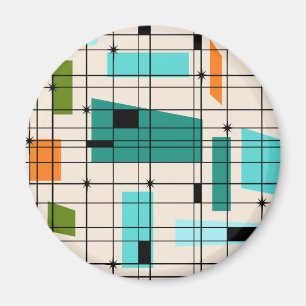 Imán Retro Grid y Starburst Round Magnet