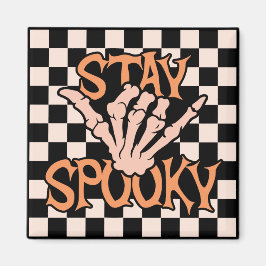 Imán Retro Groovy Checkered Stay Spooky Halloween