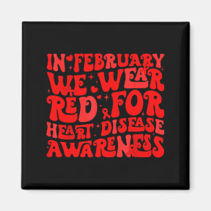Imán Retro Groovy En Febrero Usamos Rojo Enfermedad Del