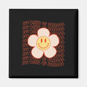 Imán Retro Groovy Happy Face 100 Días De Curso Escolar
