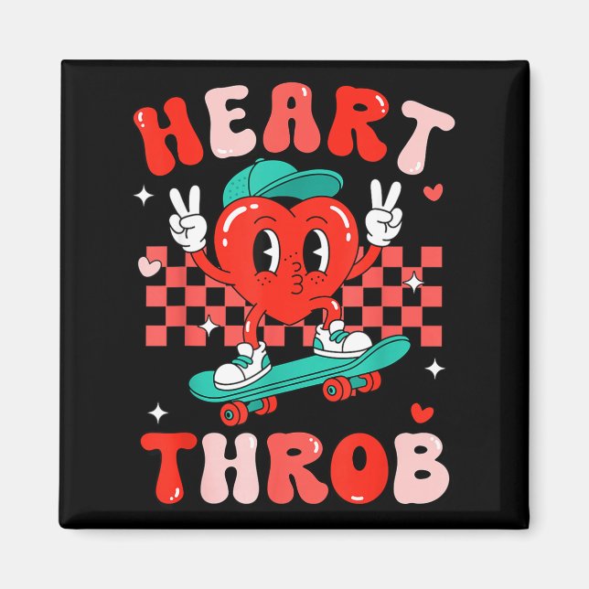 Imán Retro Groovy Heart Throb Valentines Day Toddlers B (Frente)