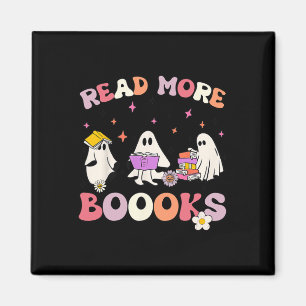Imán retro Groovy Leer más libros Ghost Boo ghoul Fun H