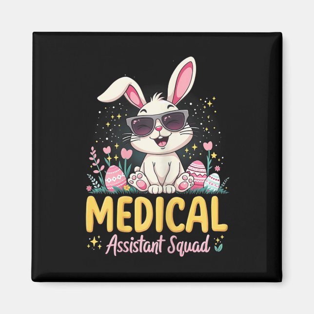 Imán Retro Groovy Medical Istant Squad Bunny Ear Flower (Frente)