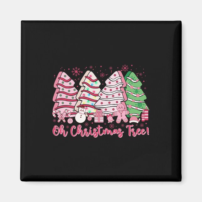 Imán Retro Groovy Pink Oh Christmas Tree Cakes Debbie C (Frente)