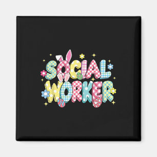 Imán Retro Groovy trabajador social Bunny Ear Funny Pas