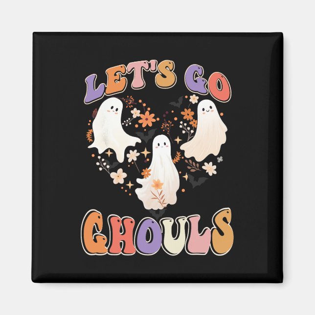 Imán Retro Groovy Vamos Ghouls Funny Coupl de Halloween (Frente)