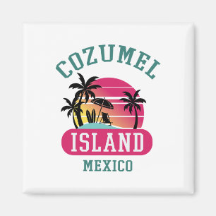 Imán Retro Guay Cozumel Original México playas Sunset