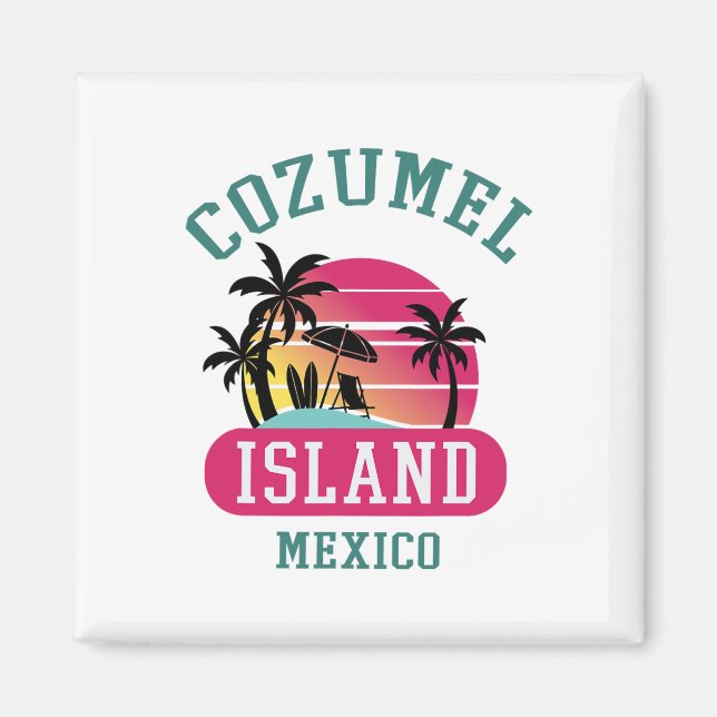 Imán Retro Guay Cozumel Original México playas Sunset (Frente)