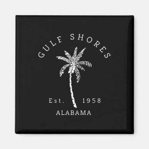 Imán Retro Guay Gulf Shores Al Beach Palm Tree Graphic