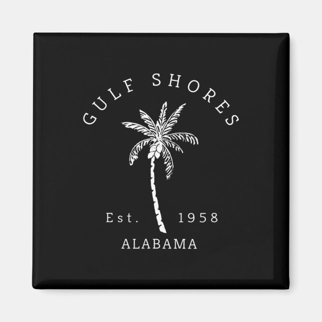 Imán Retro Guay Gulf Shores Al Beach Palm Tree Graphic (Frente)