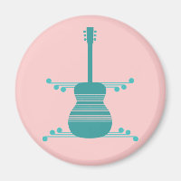 Retro Guitar Magnet, Verde azulado