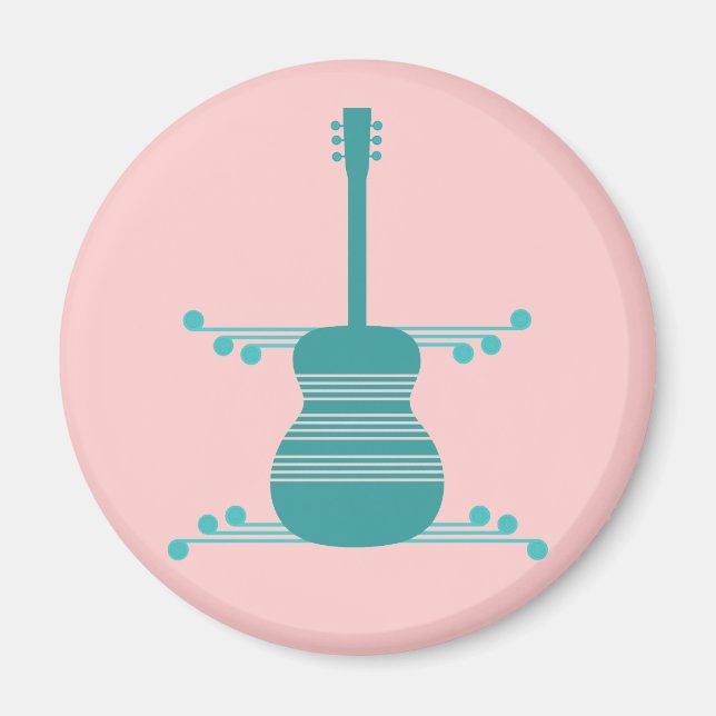 Imán Retro Guitar Magnet, Verde azulado (Frente)