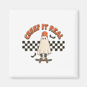 Imán Retro Halloween Creep It Real Ghost Boy Fall Seaso