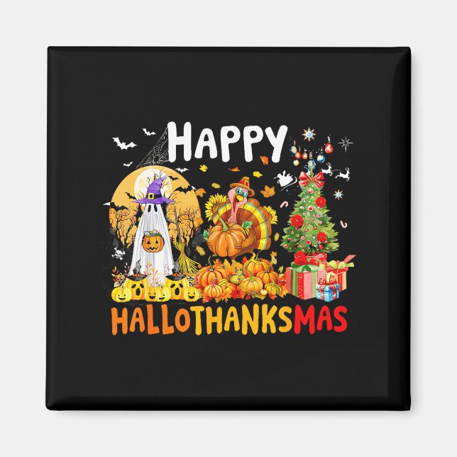 Imán Retro Halloween Thanksgiving Christmas Happy Hallo (Frente)