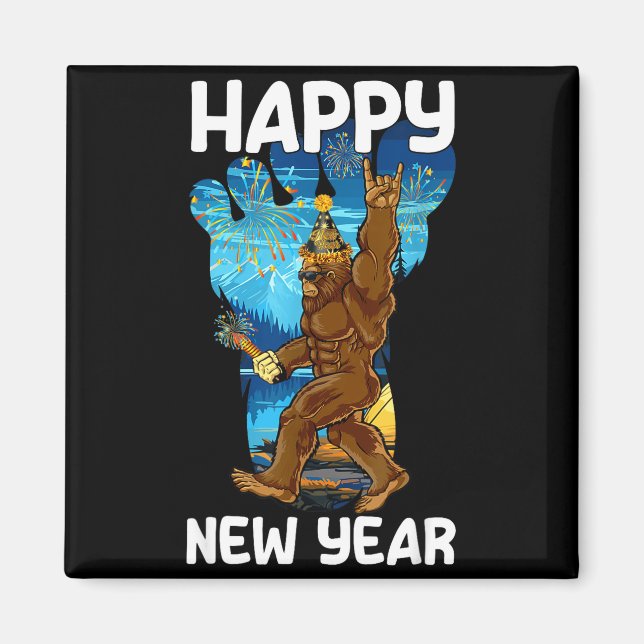 Imán Retro Happy New Year 2026 Bigfoot Lovers New Years (Frente)