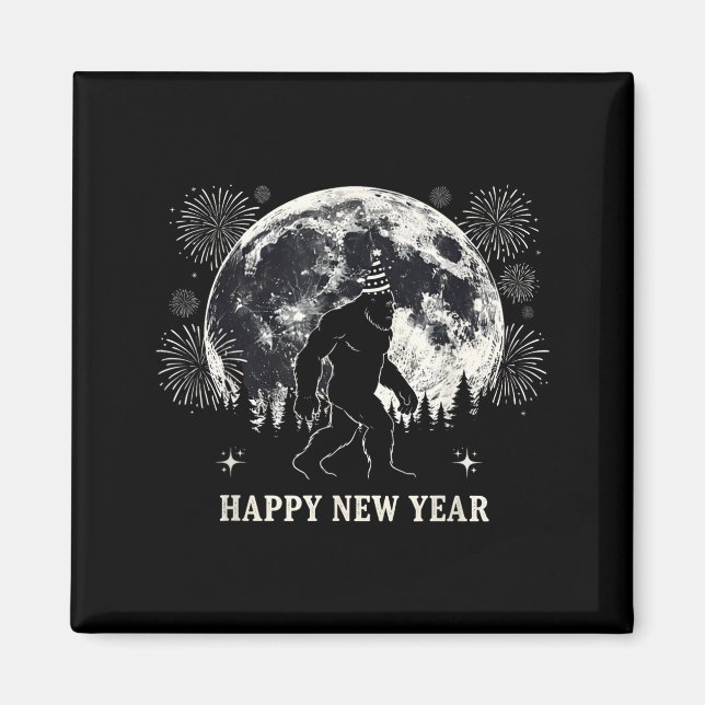 Imán Retro Happy New Year 2026 Bigfoot Night New Years  (Frente)