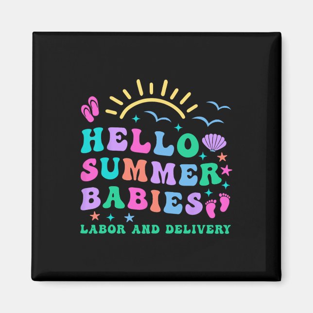 Imán Retro Hello Summer Babies Trabajo Y Enfermeras De  (Frente)