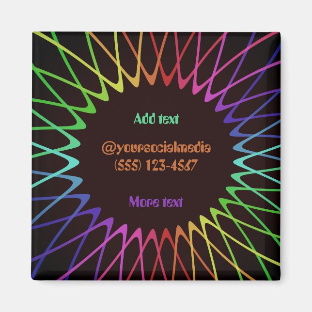 Imán Retro Hippie Retro Magnet Psicodélico Editable de  (Frente)