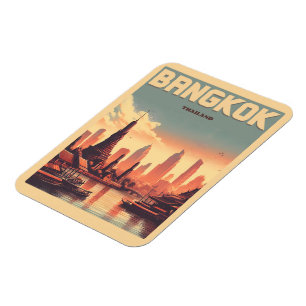 Imán Retro horizonte de la ciudad de Bangkok - regalos 