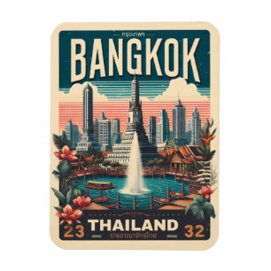 Imán Retro horizonte de la ciudad de Bangkok - regalos 