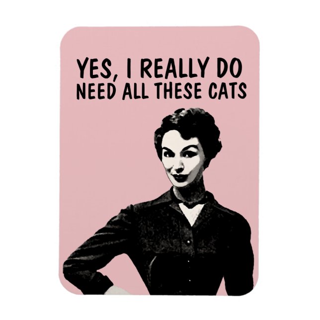 IMÁN RETRO HOUSEWIFE FUNNY CAT MAGNETS (Vertical)