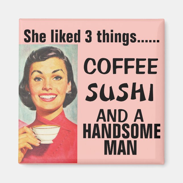 IMÁN RETRO HOUSEWIFE FUNNY SUSHI MAGNET (Frente)