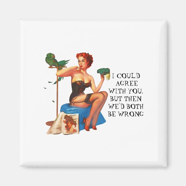 Imán Retro Housewife Humor Pin-up chica (Frente)