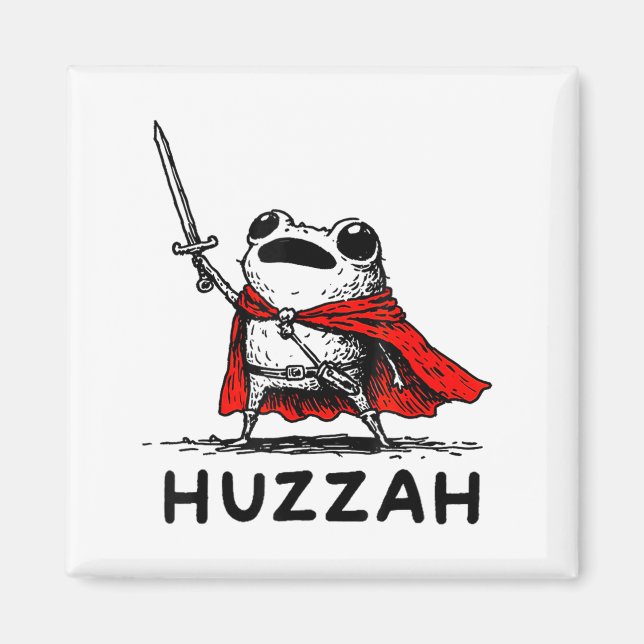 Imán Retro Huzzah Frog Knight Funny Sword Meme Quote  (Frente)