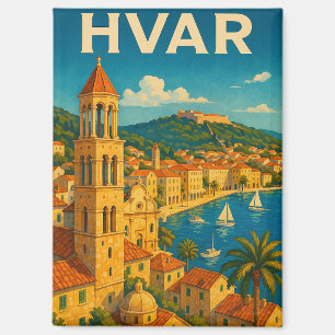Imán Retro Hvar Croacia Costa del Adriático Viajes
