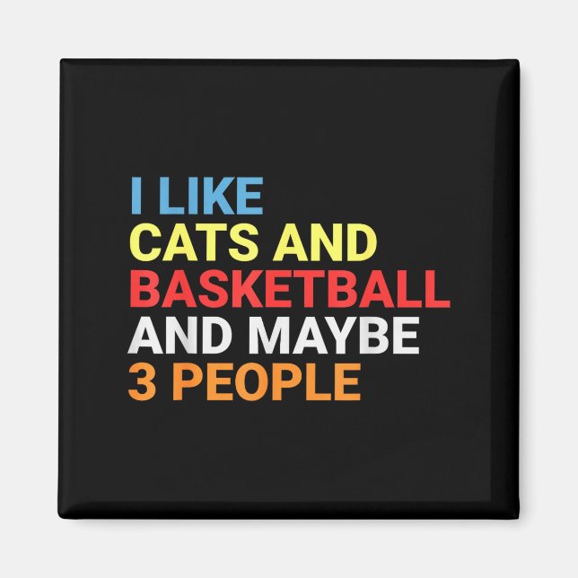 Imán Retro I Like Cats And Basketball Lover Funny Cat  (Frente)