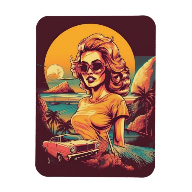 imán retro inspirado de los años 50 (Vertical)