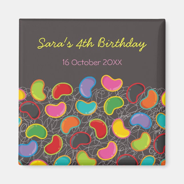 Imán Retro Jellybeans Pop Kid's Birthday Save The Date (Frente)